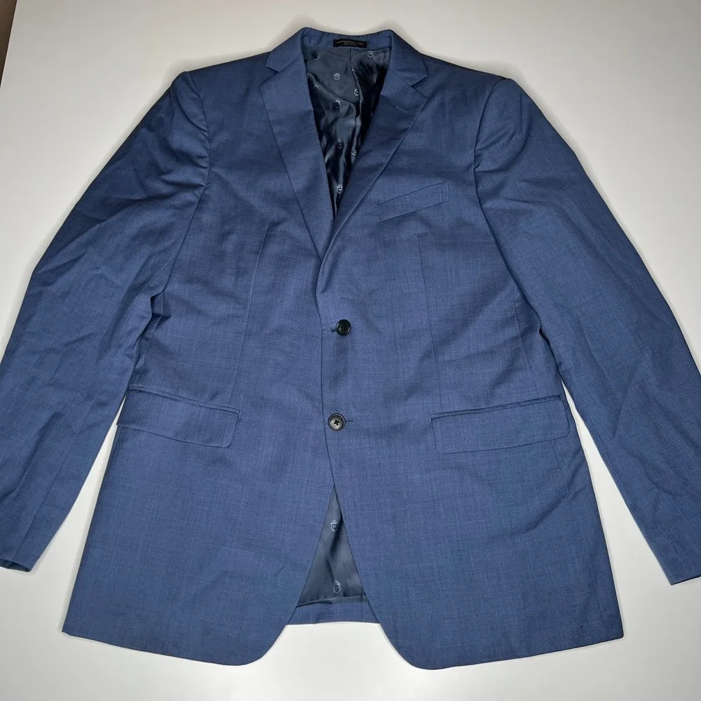 John Varvatos USA Mens Bedford 100% Wool Blazer Jacket Blue 42L 771155